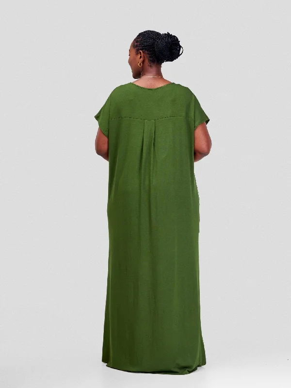 Vivo Amara V-Neck Maxi Dress - Hunters Green