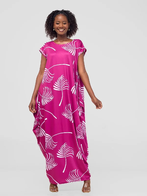 Vivo Lumi Drop Shoulder Maxi Dress - Purple / White Lifi Print