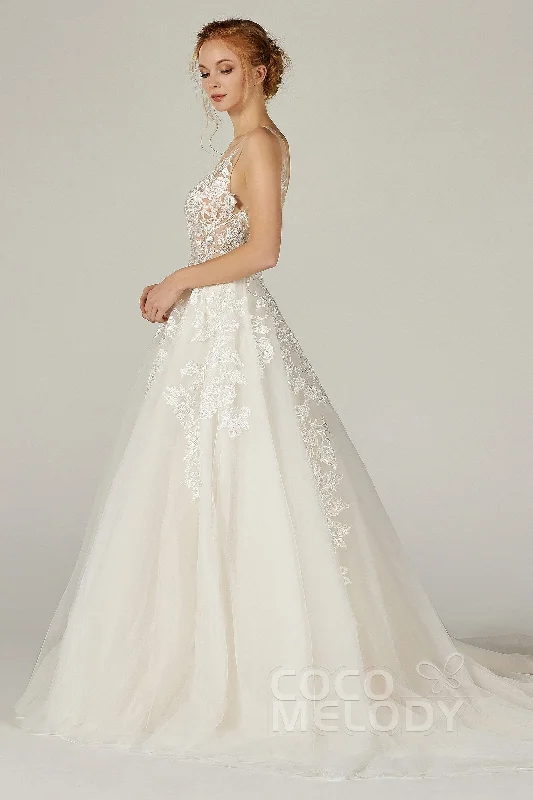 A-Line Court Train Tulle Wedding Dress CW2290