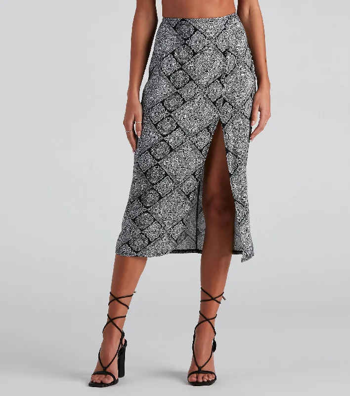 Challis Boho Slit Midi Skirt