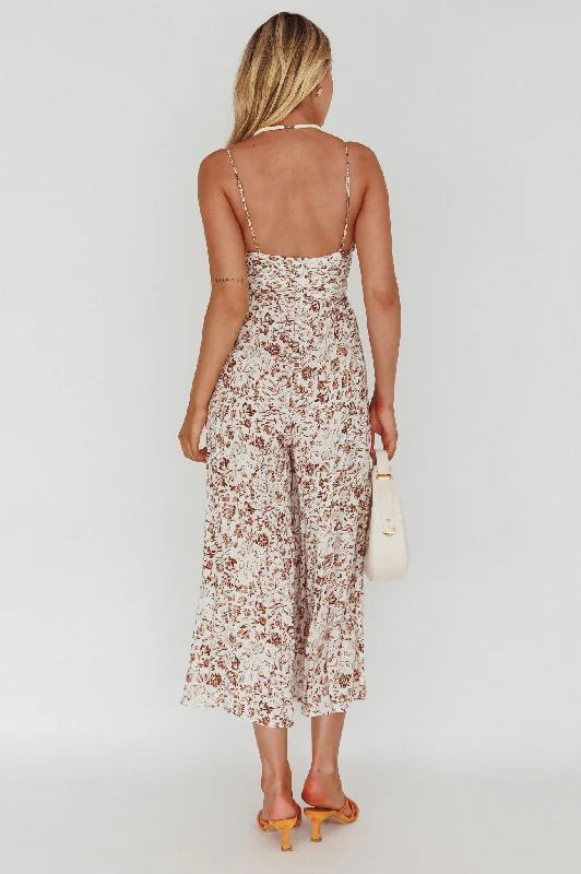 Corrie Gathered Bodice Jumpsuit Floral White