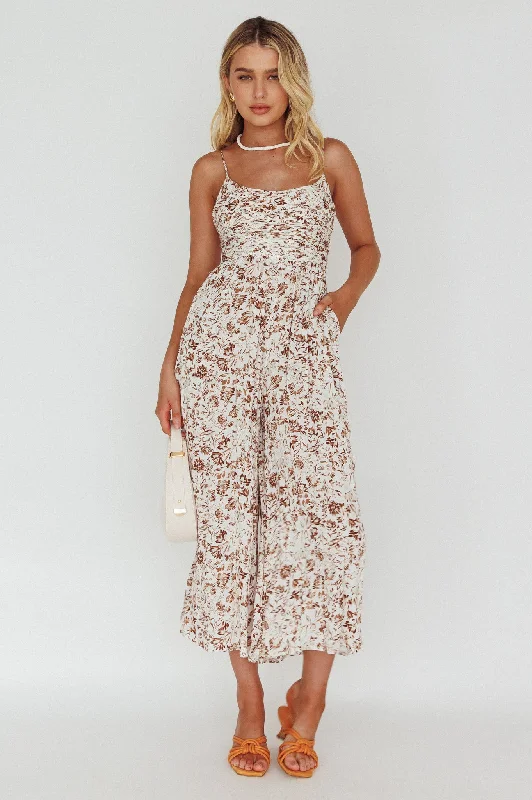 Corrie Gathered Bodice Jumpsuit Floral White