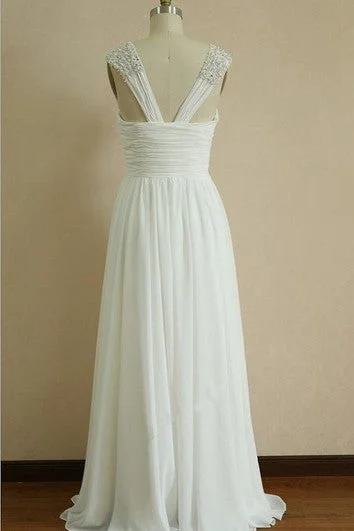 Floor-Length Straps Sweetheart Beading Appliques Ruffles Straps Chiffon Lace Dress