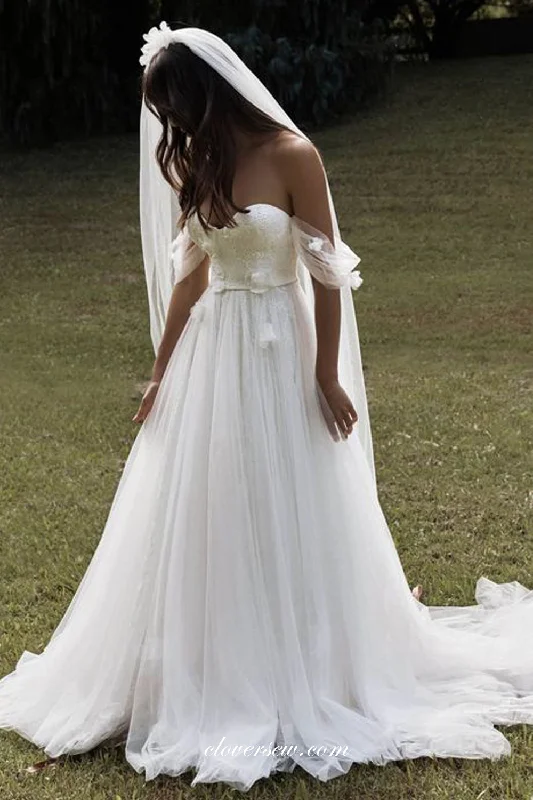 Lace Tulle Charming Sweetheart A-line Wedding Dresses, CW0320