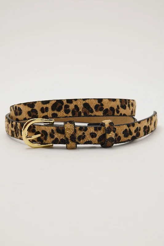 Perfect Stranger Thin Faux Leopard Belt Animal Print