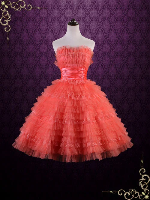 Retro 50s Tea Length Ruffles Formal Dress | Brandie