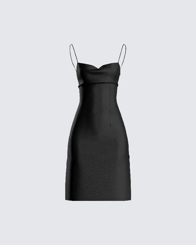 Shay Black Satin Dress