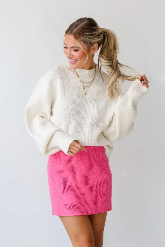 FINAL SALE - Sweet Design Pink Sweater Mini Skirt - DU DEAL