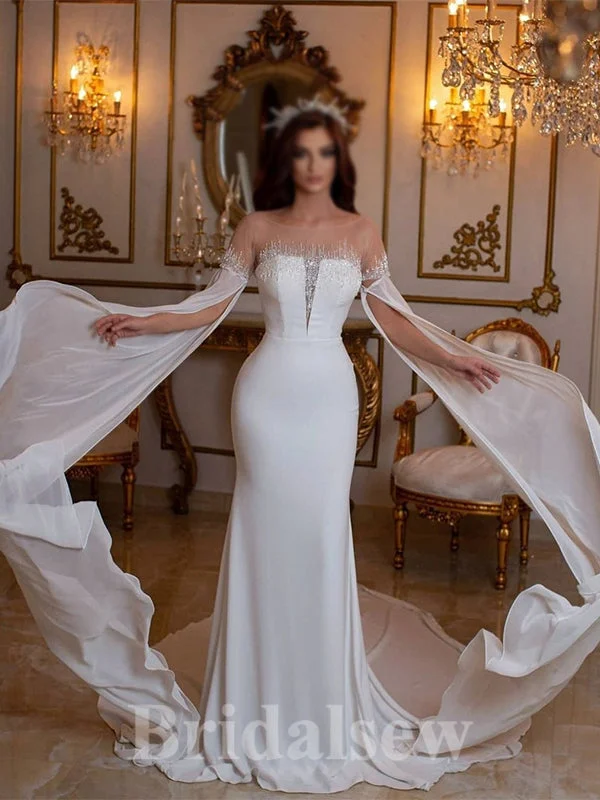 Unique Design Mermaid Princess Queen Vintage Dream Beach Long Wedding Dresses, Bridal Gown WD449