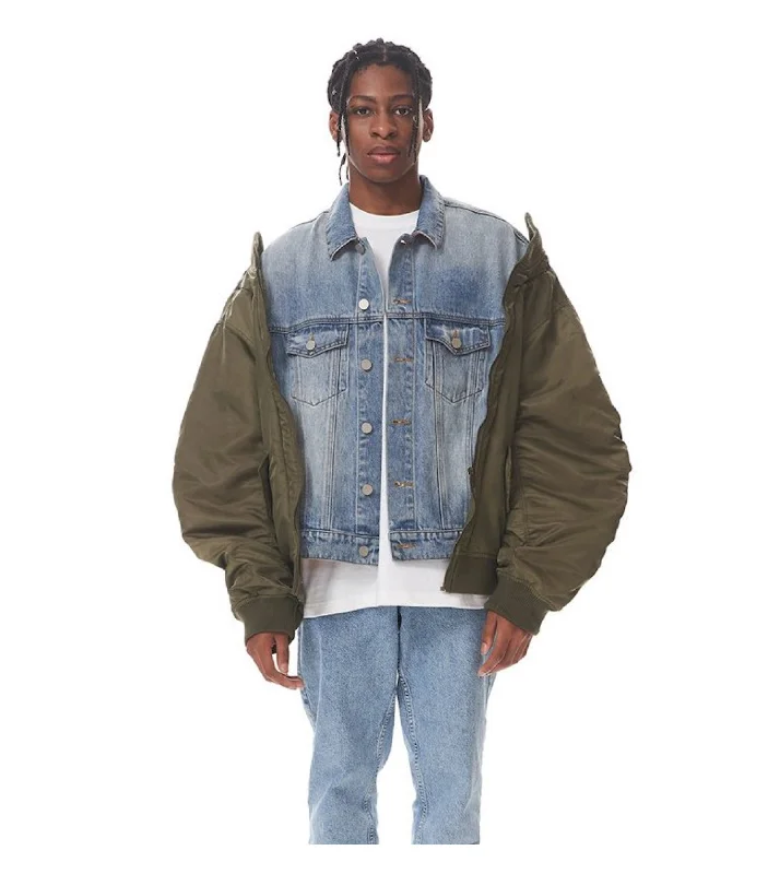 Contrast Denim Bomber Jacket