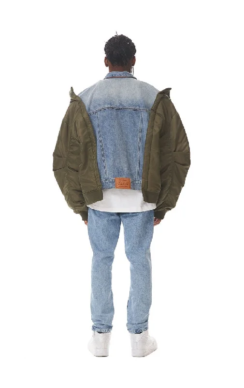 Contrast Denim Bomber Jacket