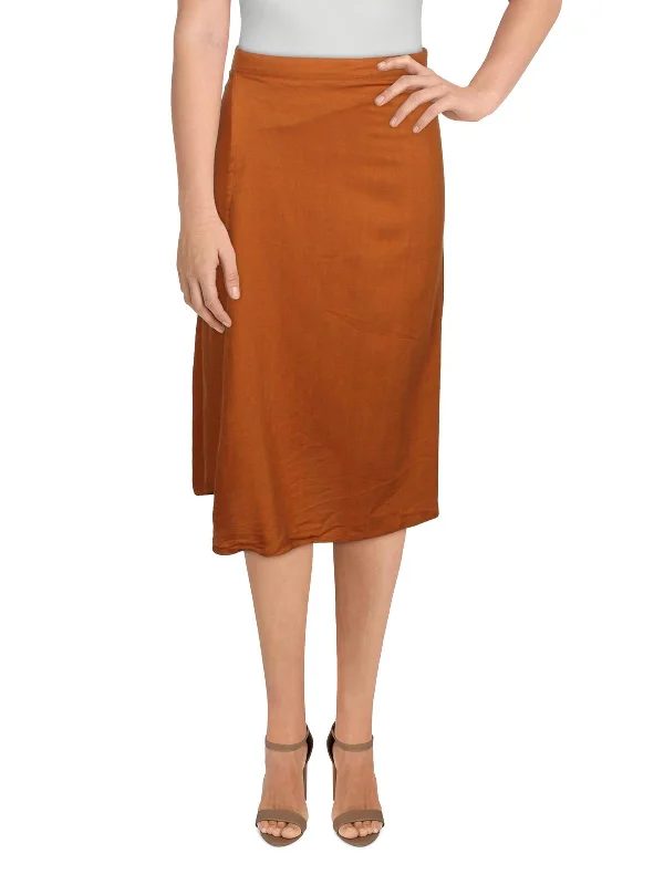 Daria Womens Linen Blend Faux Wrap Tulip Skirt