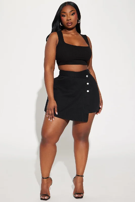 Maven Denim Skort - Black