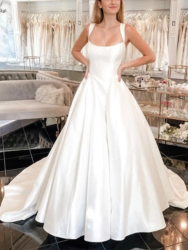 Everything Must Go!Elegant A-line Satin Sleeveless Vintage Dream Beach Long Wedding Dresses WD216 Everything Must Go!Elegant A-line Satin Sleeveless Vintage Dream Beach Long Wedding Dresses WD216