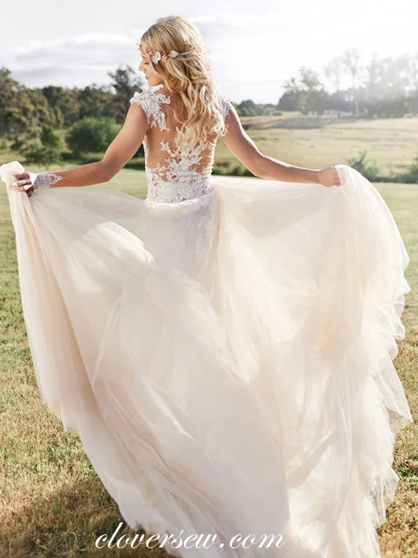 Grab Yours Before It’s Too Late!Lace See Through Top Ivory Tulle A-line Wedding Dresses,CW0131 Grab Yours Before It’s Too Late!Lace See Through Top Ivory Tulle A-line Wedding Dresses,CW0131