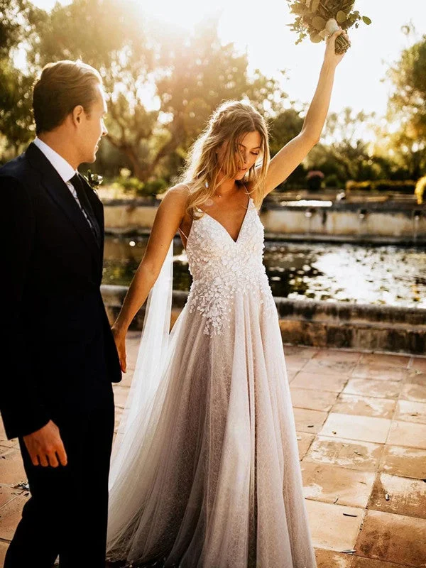 Act Fast – Limited Time Savings!Spaghetti Straps Simple Lace Wedding Dresses, V-neck Wedding Dresses Act Fast – Limited Time Savings!Spaghetti Straps Simple Lace Wedding Dresses, V-neck Wedding Dresses